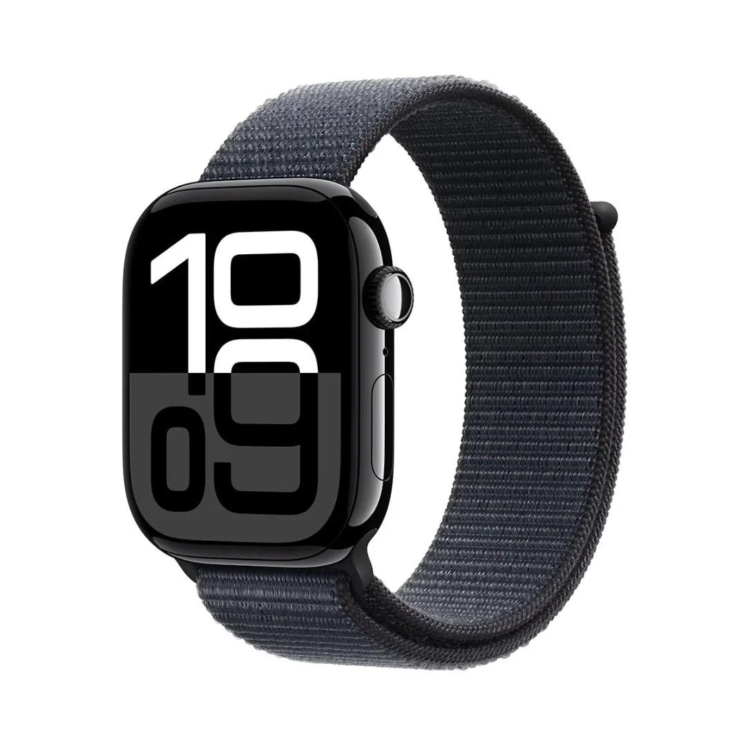 Apple Watch Series 10 (GPS+Cellular) 46mm Jet Black Aluminum Case w/ Ink Sport Loop - MWY53LW/A