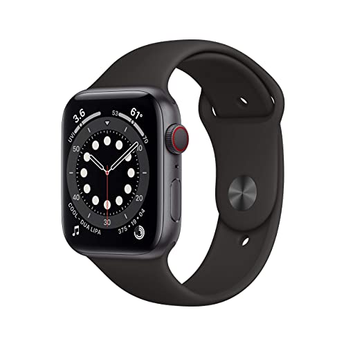 Apple Watch Series 6 (GPS + Cellular) 44mm Aluminum Case with Black Sport Band - Space Gray - M07H3LL/A