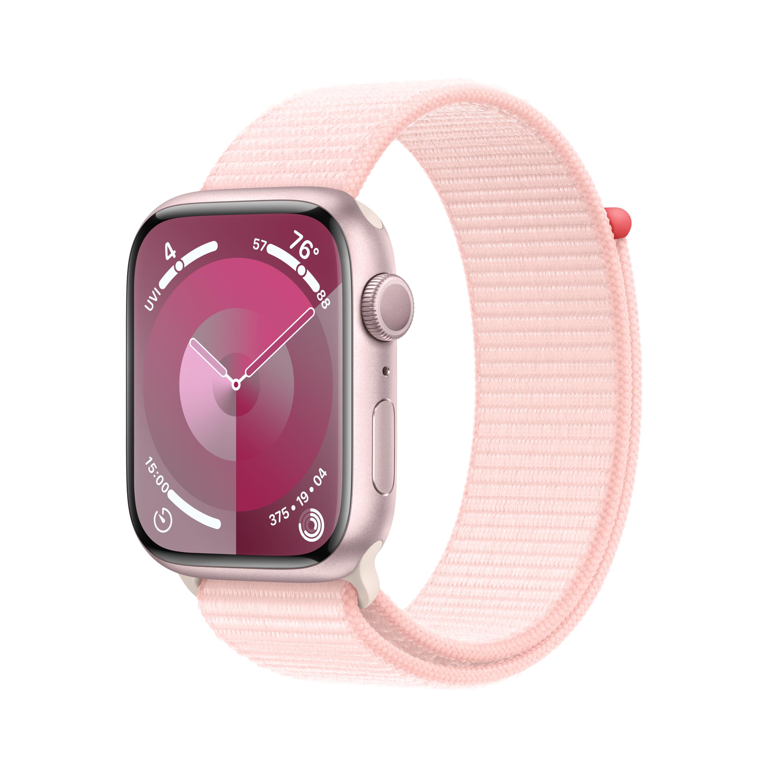 Apple Watch Series 9 45mm GPS - Pink Aluminum Case with Light Pink Sport Loop (Adj) - MR9J3LL/A