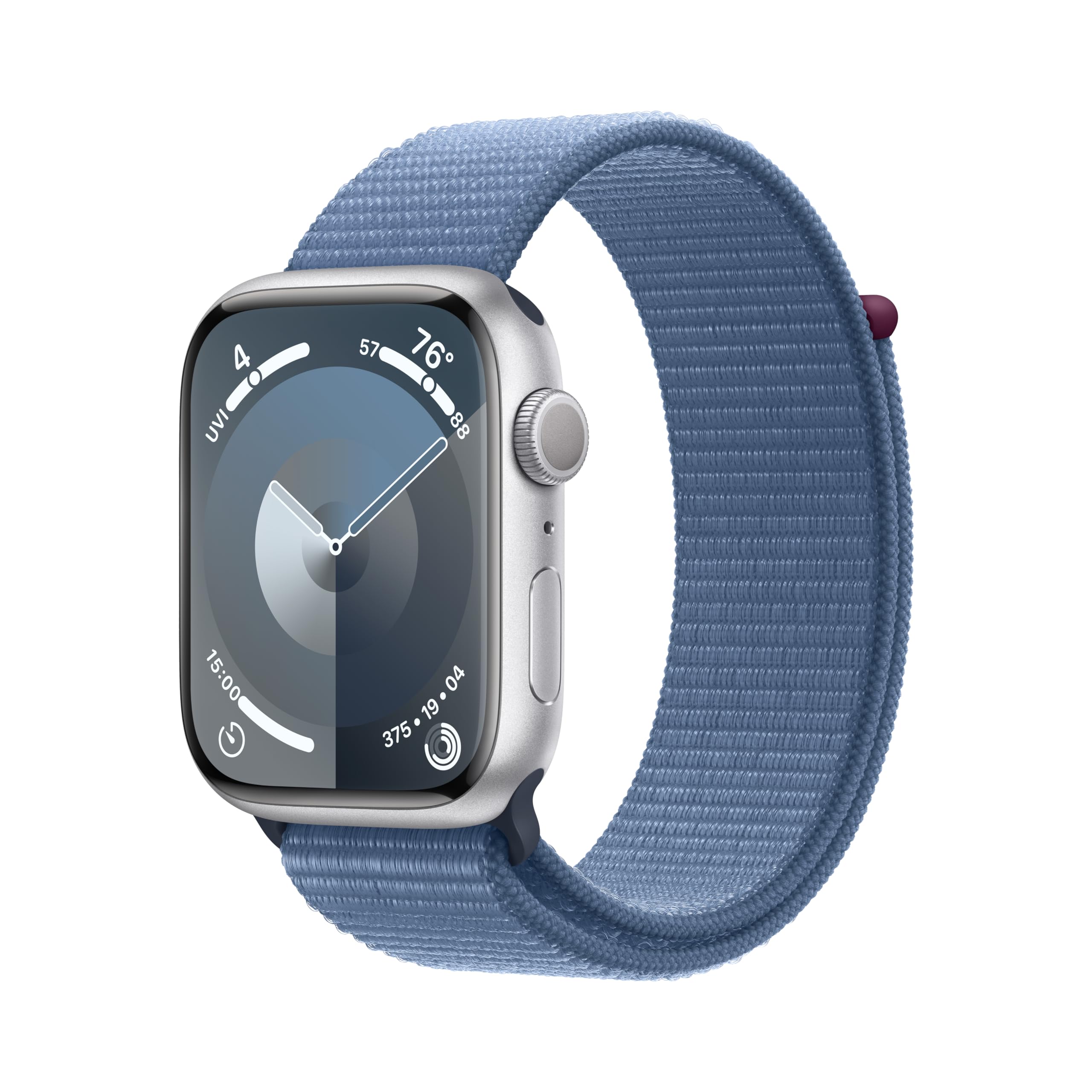 Apple Watch Series 9 (GPS) 45mm Silver Aluminum Case w/ Winter Blue Sport Loop - No Blood Oxygen