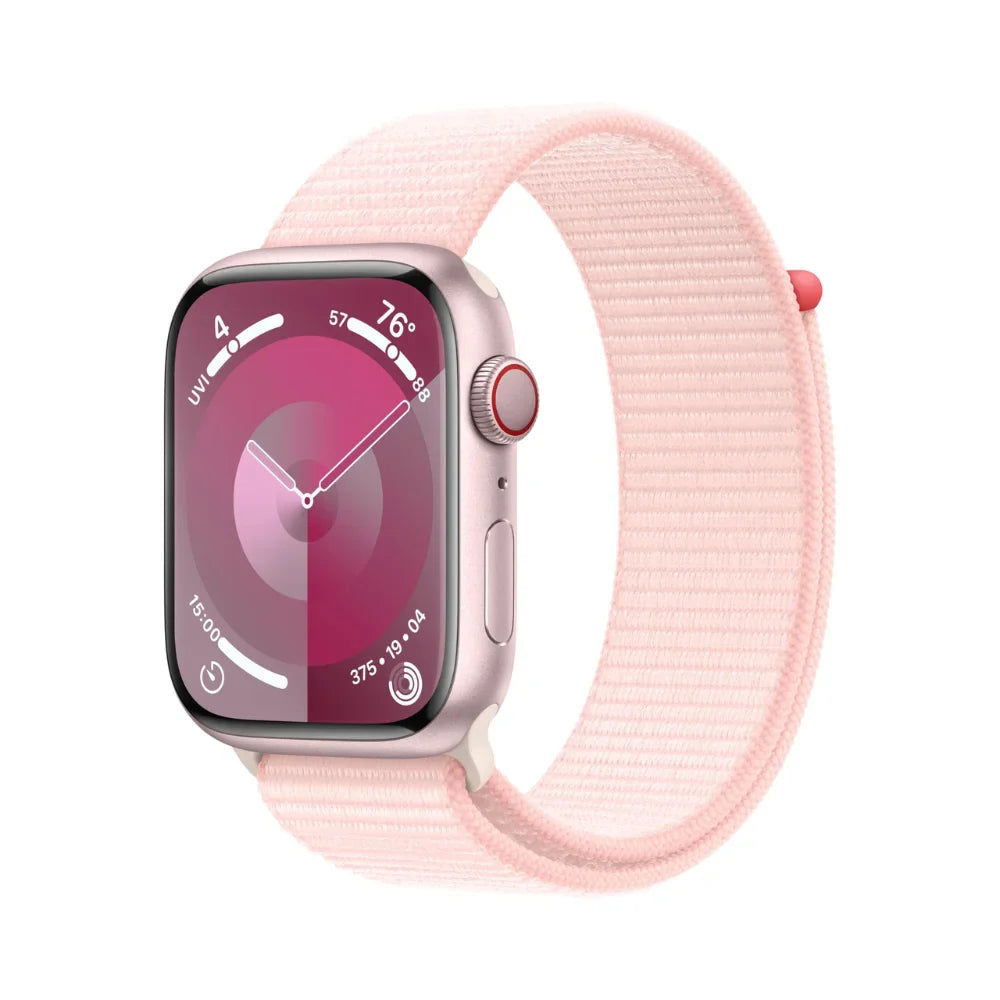 Apple Watch Series 9 (GPS + Cell) 45mm Pink Aluminum Case with Light Pink Sport Loop (Adjustable) - MRMM3LL/A