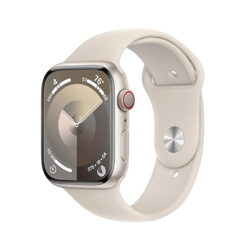 Apple Watch Series 9 (GPS+Cell) 45mm Starlight Aluminum Case w/ Starlight Sport Band (S/M) - MRM83LW/A