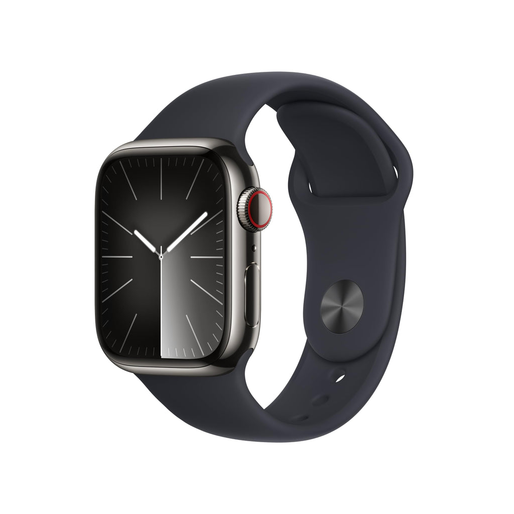 Apple Watch Series 9 (GPS + Cellular) 41mm Graphite Stainless Steel Case with Midnight Sport Band - M/L - MRJ93LL/A
