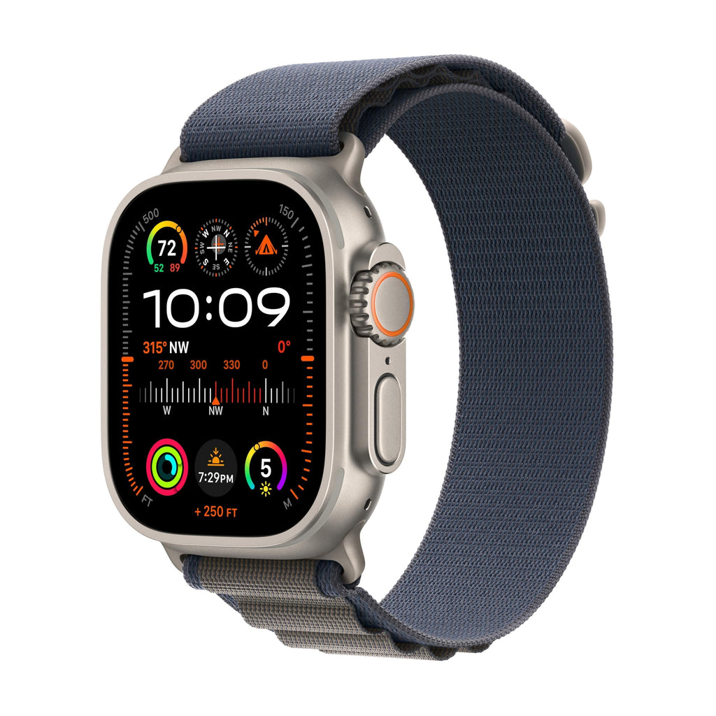 Apple Watch Ultra 2 (GPS + Cell) 49mm Titanium Case with Blue Alpine Loop - Small - MREK3LW/A