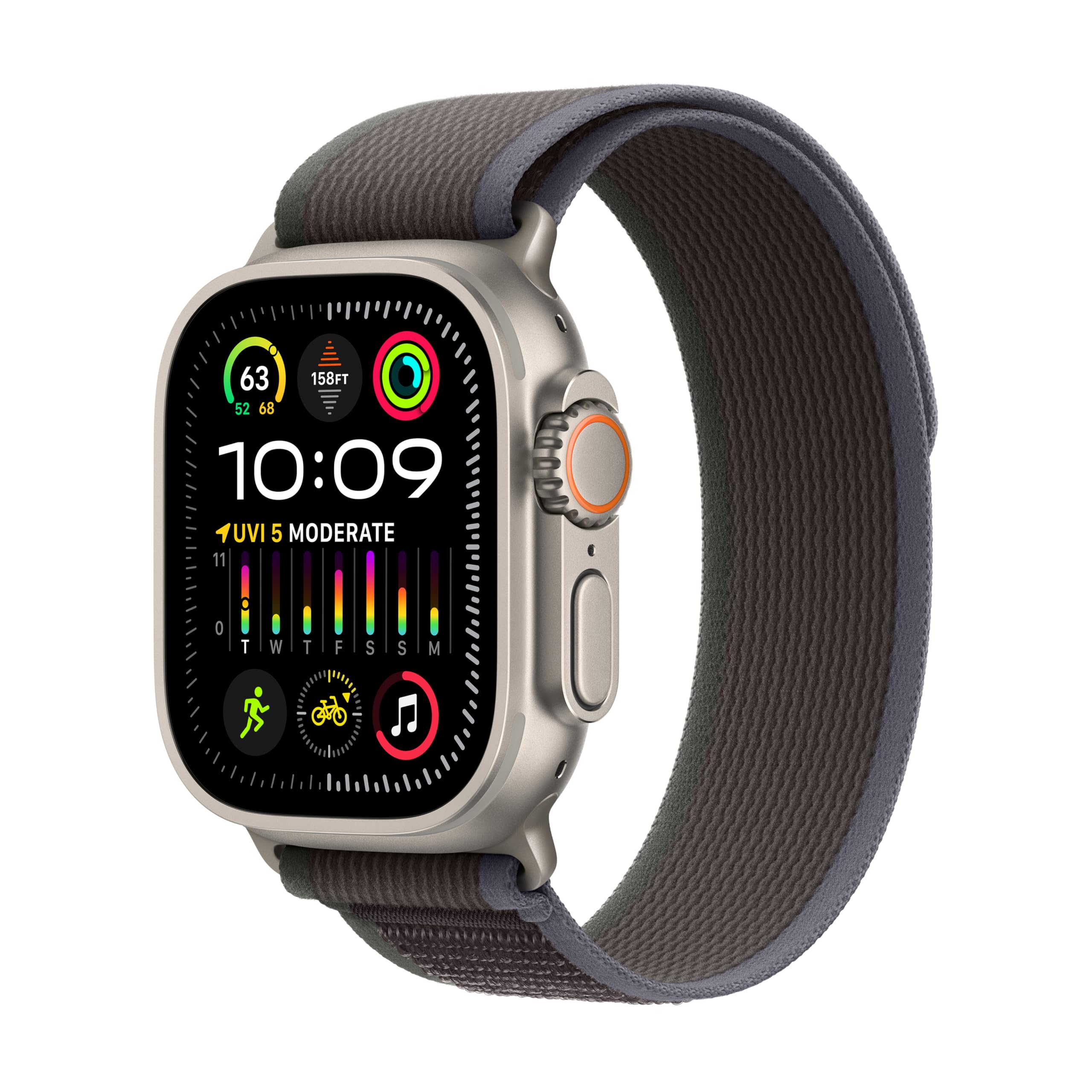Apple Watch Ultra 2 (GPS + Cellular 49mm) Titanium Case with Blue/Black Trail Loop - M/L - MRF63LW/A (No Blood Oxygen)