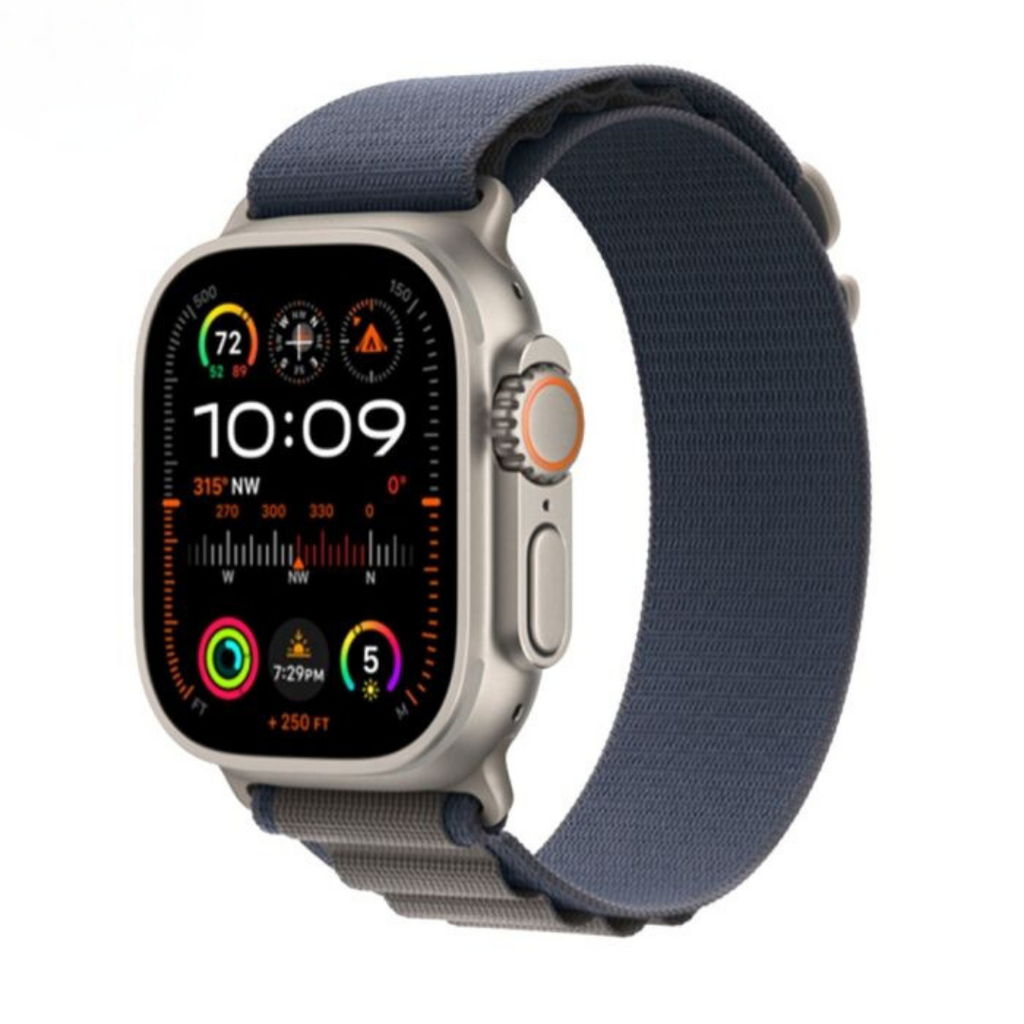 Apple Watch Ultra 2 (GPS + Cellular) 49mm Titanium Case with Blue/Black Trail Loop - S/M - Titanium