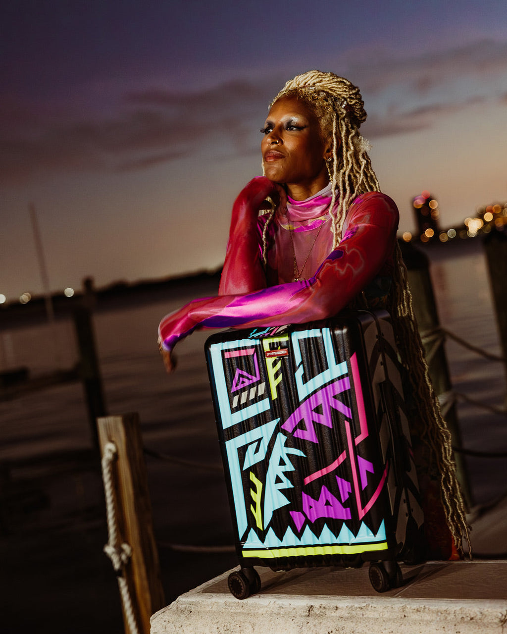 A.I. PATH TO THE FUTURE III HARDSHELL CARRY-ON LUGGAGE - SANDFLOWER COLLAB