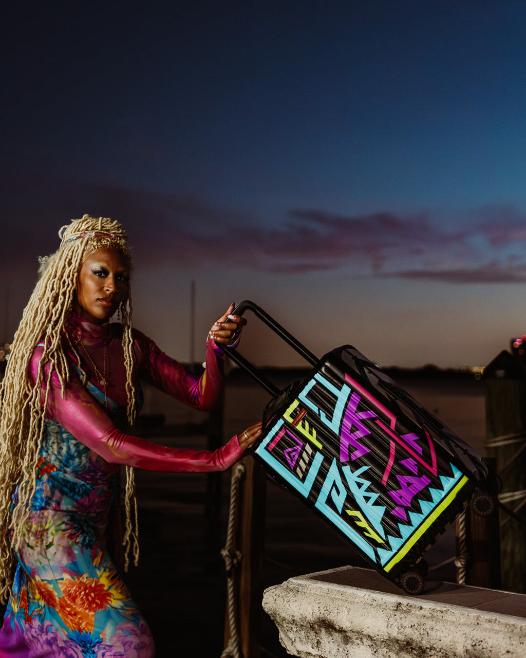 A.I. PATH TO THE FUTURE III HARDSHELL CARRY-ON LUGGAGE - SANDFLOWER COLLAB