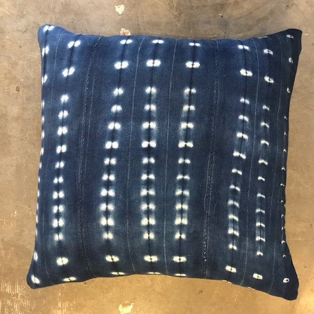 24" INDIGO PILLOWS BACKED WITH FAUX FUR