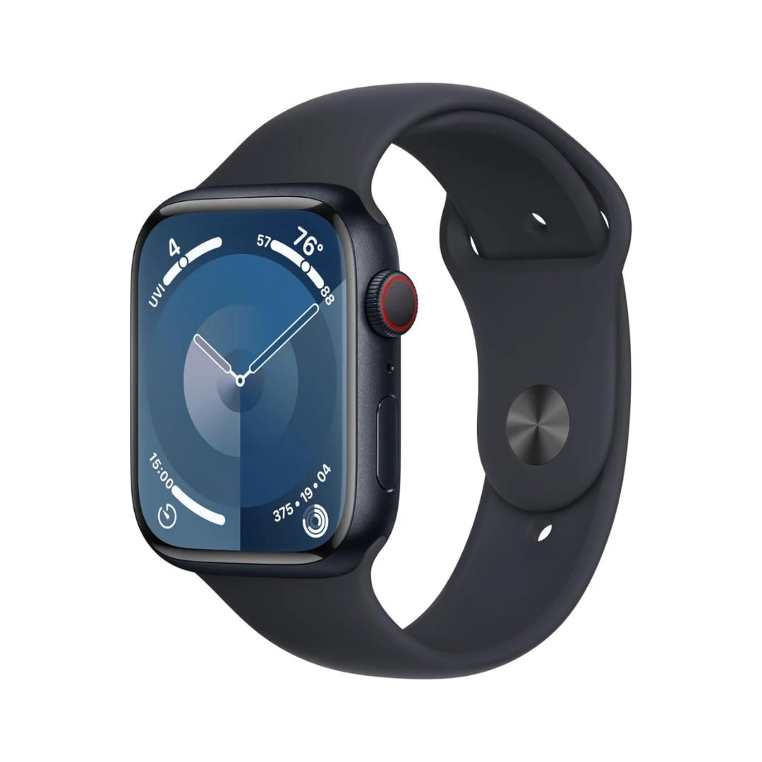 Apple Watch Series 9 (GPS + Cellular) – 45mm Aluminum Case with Midnight Sport Band (S/M) – Midnight – MRMC3LW/A