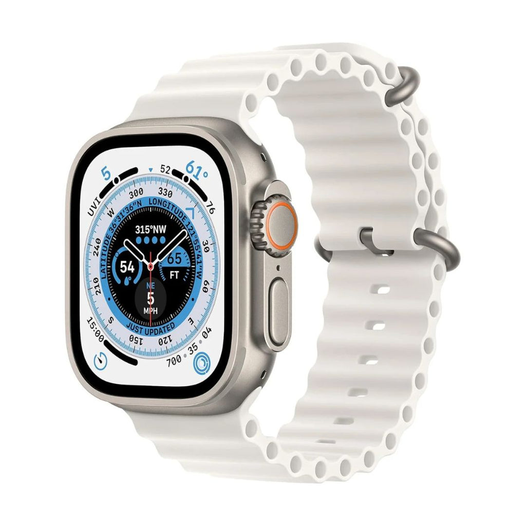 Apple Watch Ultra (GPS + Cellular) 49mm Titanium Case with White Ocean Band – MNH83LL/A