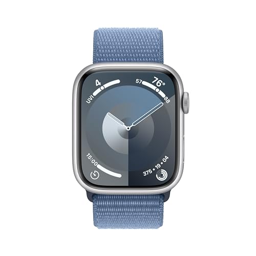 Apple Watch Series 9 (GPS+Cell) 45mm Silver Aluminum Case w/ Winter Blue Sport Loop - MRMJ3LL/A