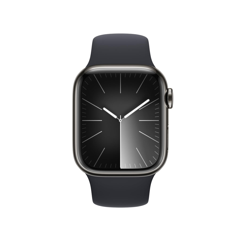 Apple Watch Series 9 (GPS + Cellular) 41mm Graphite Stainless Steel Case with Midnight Sport Band - M/L - MRJ93LL/A